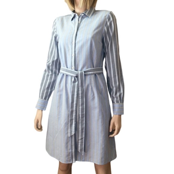 Brooks Brothers Shirt Dress Full Button Front Classic Stripe with Pockets & Belt - Picture 3 of 15